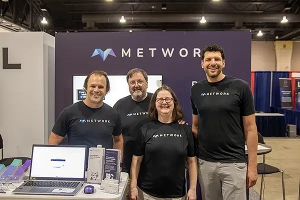 Metwork team members Jack, Chris, Kimberly, and Will (left to right) at AAJ Philadelphia 2023.